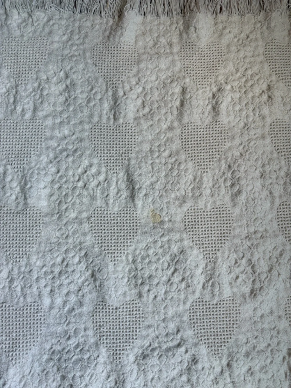 Vintage Cream Heart Tapestry Throw Blanket 40” x 60” Cottagecore